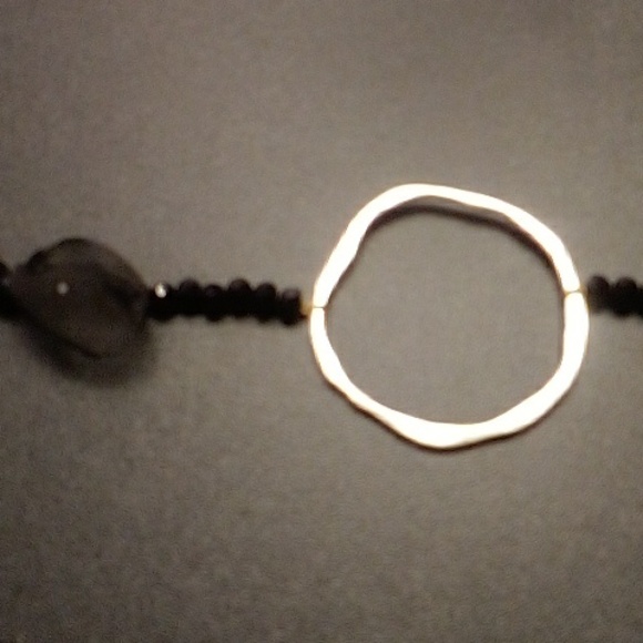 Elegant Black Glass Bead Chiffon Silver Long Necklace - Picture 4 of 5